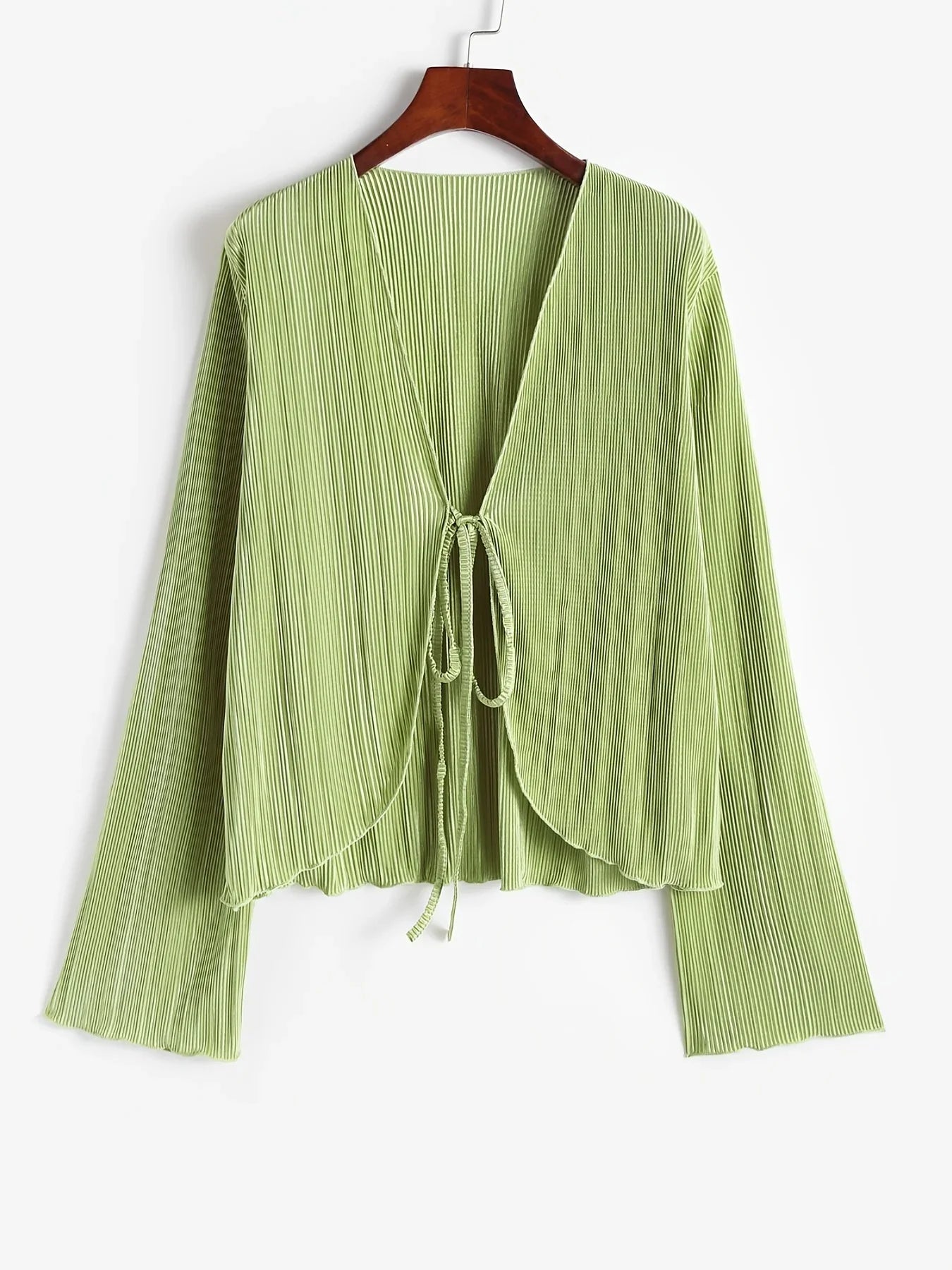 V-neck chest with umbilical short pleated knit cardigan-Dollar Bargains Online Shopping Australia