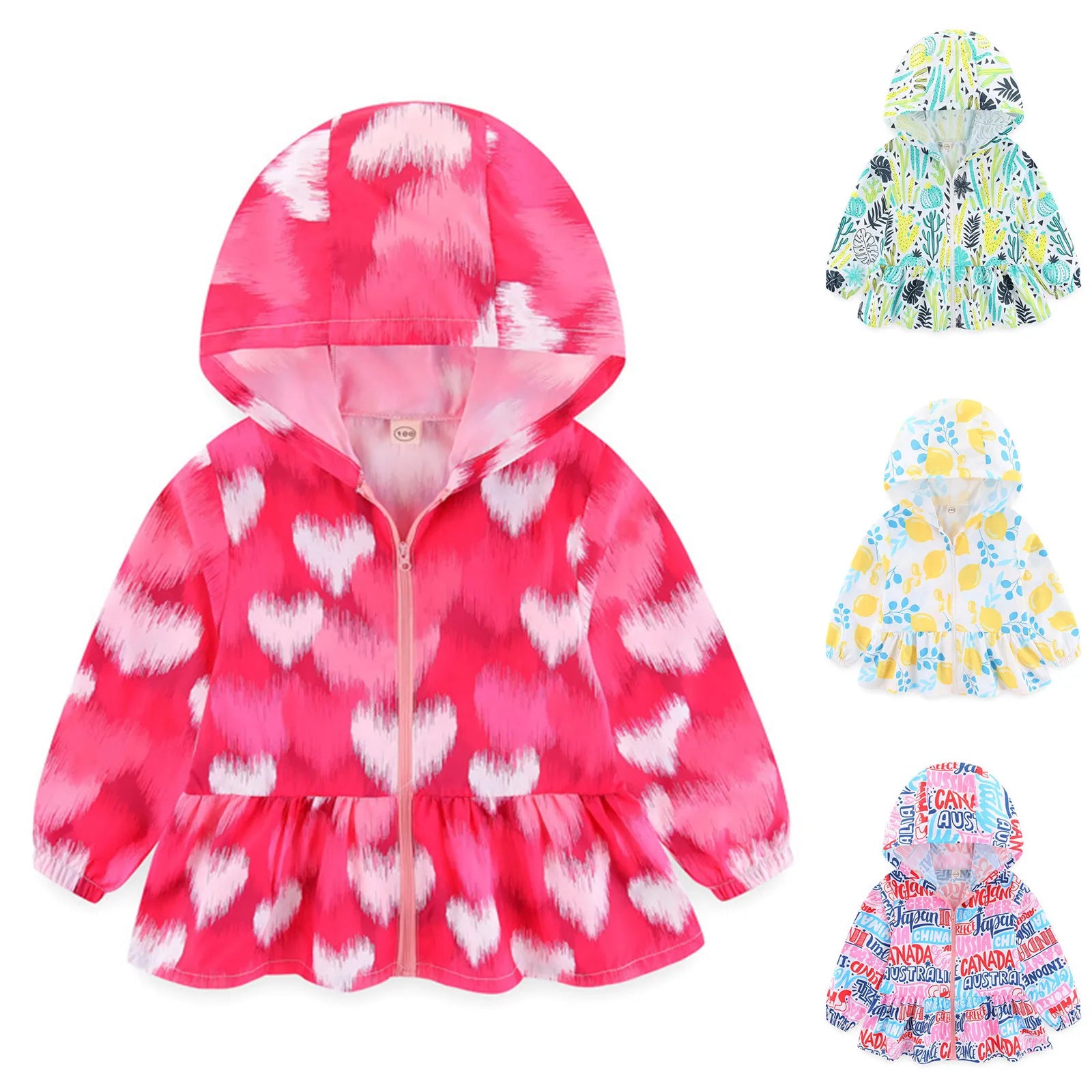 Children's Clothing Kids Jacket Outerwear Cartoon Zipper Toddler Clothes Hooded Jacket For Girls-Dollar Bargains Online Shopping Australia