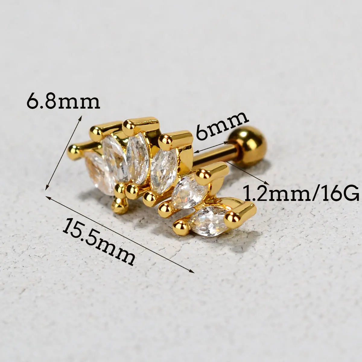 Flower Leaf Tragus Helix Piercing Studs Earrings Women Mini Crystal CZ Stainless Steel-Dollar Bargains Online Shopping Australia