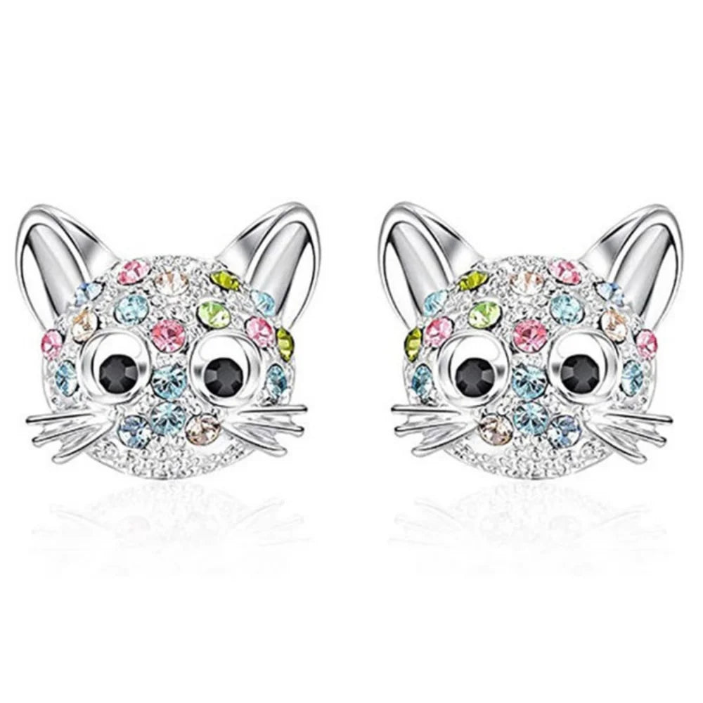 Exquisite Fashion Cute Little Cat Earrings Necklace Animal Jewelry Set for Women Daily Accessories Anniversary Party Gift-Dollar Bargains Online Shopping Australia