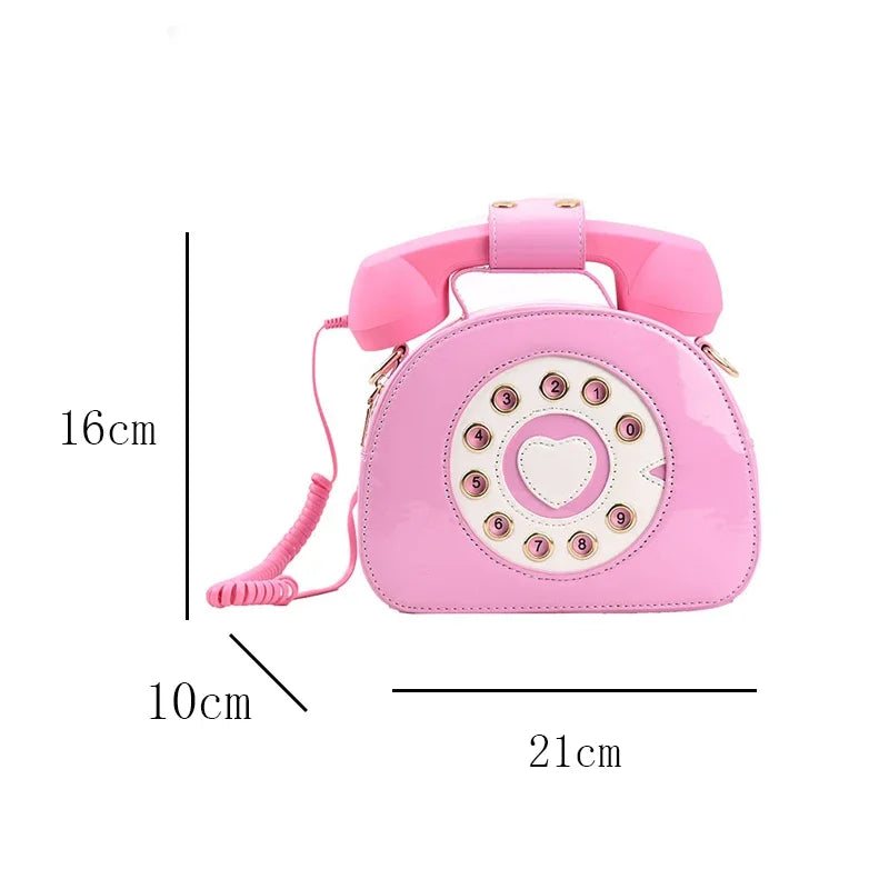 Women's Creative Shoulder Bag Telephone Shaped Crossbody Bag Retro Phone Purses Small Handbag