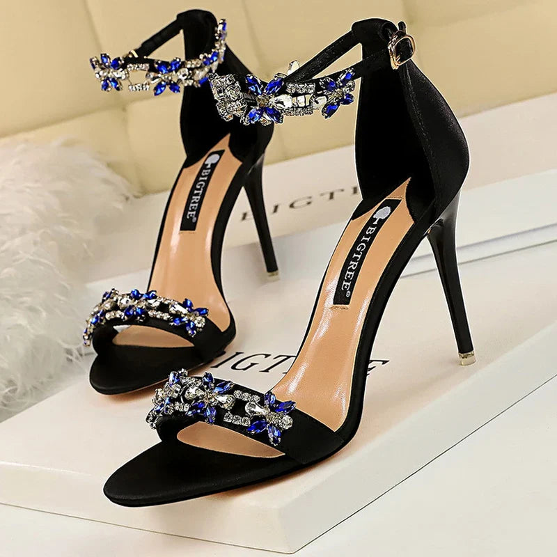 Shoes Open Toe Rhinestones Sandals Women High Heels Sandals Female Shoes Heeled Sandals-Dollar Bargains Online Shopping Australia