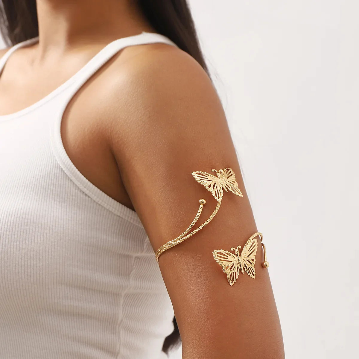 Vintage Gold Color Upper Arm Hollow Butterfly Flowers Bracelets For Women Fashion Gothic Hand Arm Bangles Punk Jewelry-Dollar Bargains Online Shopping Australia