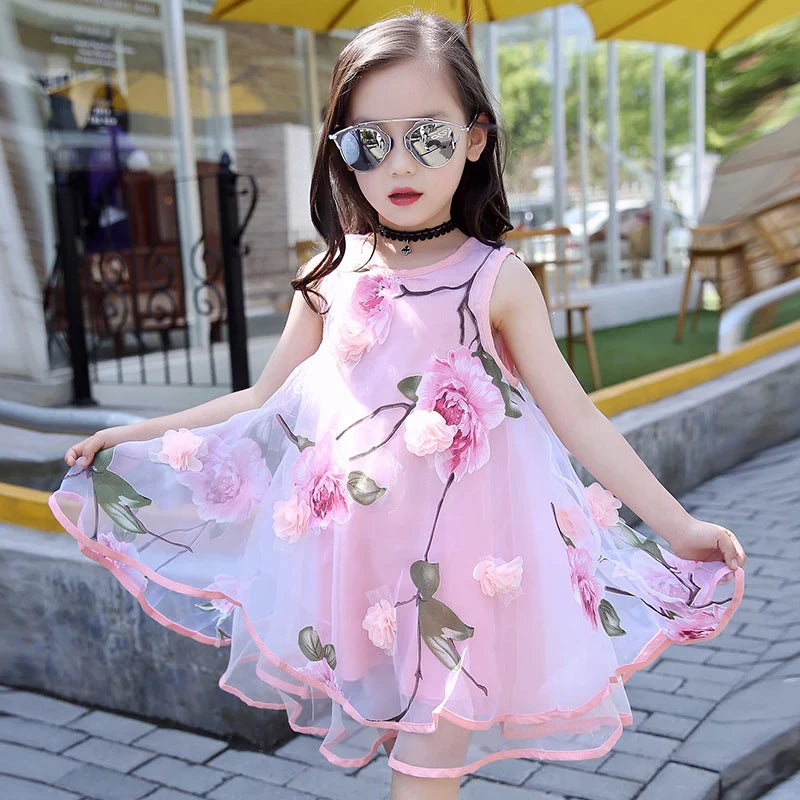 Bohemian Girls Flower Dress Kids Girl Beach Dresses Chiffon Kids Dresses Floral Teenager Girls-Dollar Bargains Online Shopping Australia