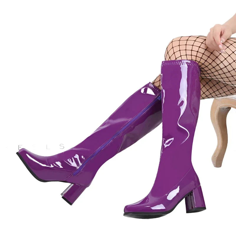 Costumes Knee-High Boots 60s 70s Go Go Boot Retro Ladies Women's Fancy Dress Gogo Party Dance Gothic Shoes Large-Dollar Bargains Online Shopping Australia