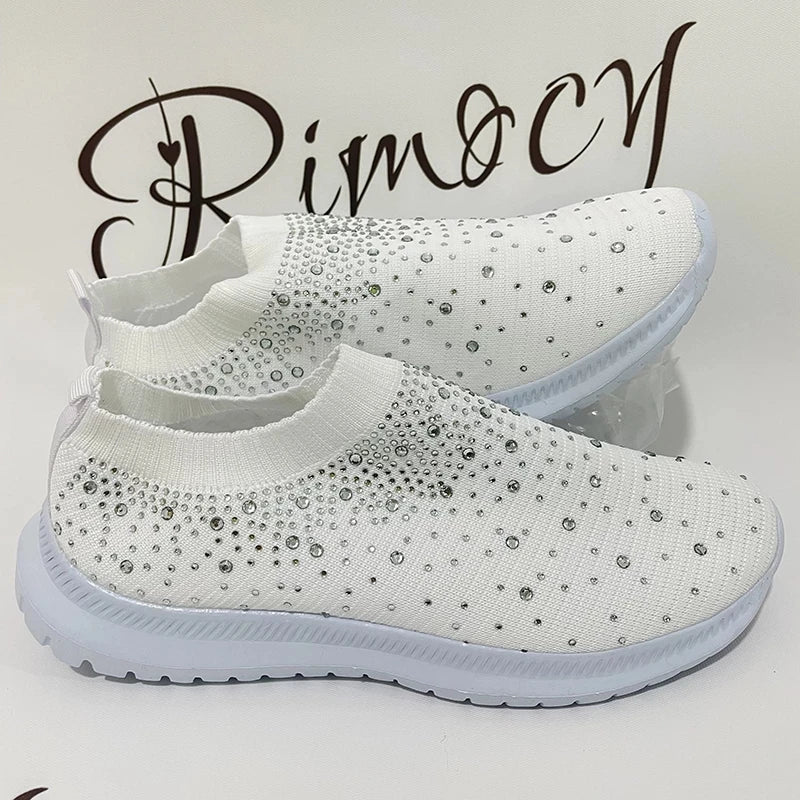 Crystal Breathable Mesh Sneaker Shoes for Women Comfortable Soft Bottom Flats Plus Non Slip-Dollar Bargains Online Shopping Australia