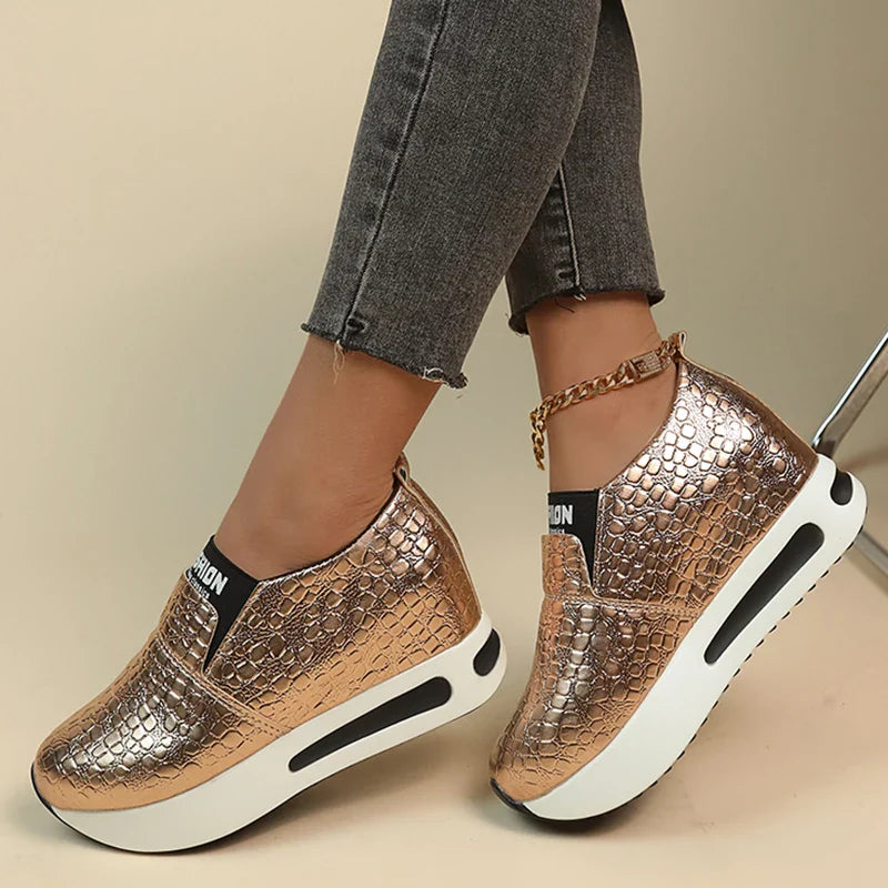 Platform Sneakers Women Casual Non-Slip Thick Sole Sports Shoes Plus Size Slip-On Loafers-Dollar Bargains Online Shopping Australia