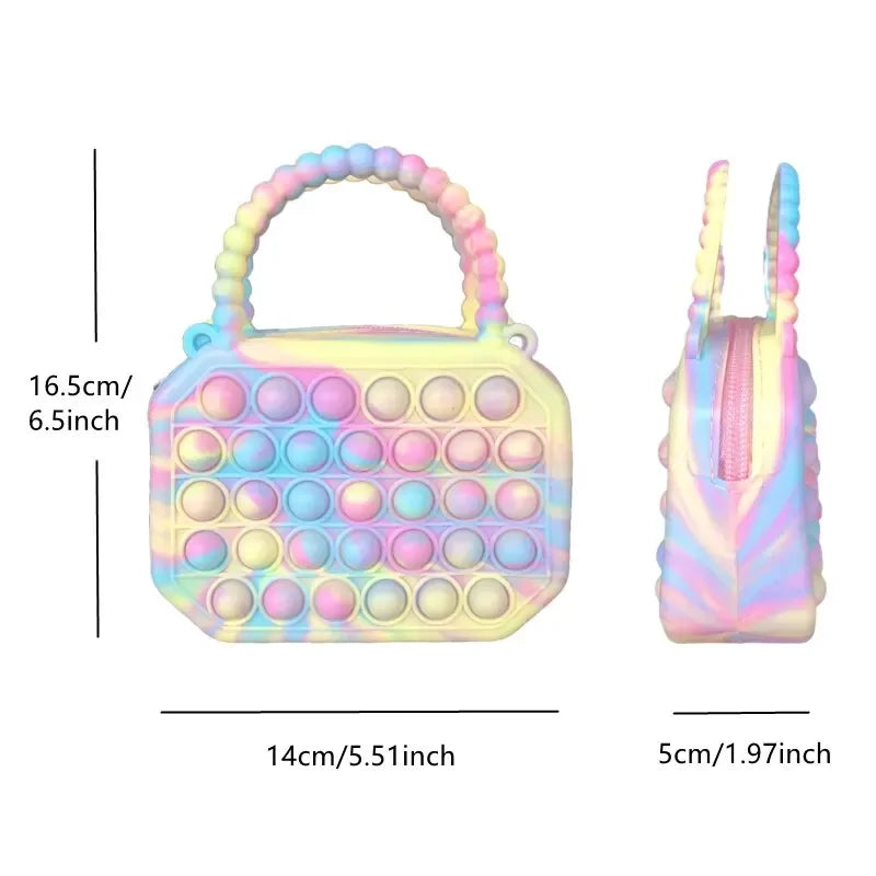 Pop Purse Silicone Sensory Push Pop Bubble Bag Crossbody Bag Antistress Toys Cartoon Unicorn Handbag Coin Pouch For Kids