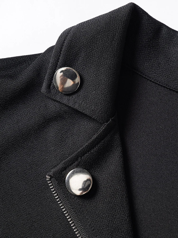 Women Gothic Coat Tops O Ring Zip Up Asymmetrical Hem Punk Coat Solid Color Mock Button Handkerchief Coat-Dollar Bargains Online Shopping Australia