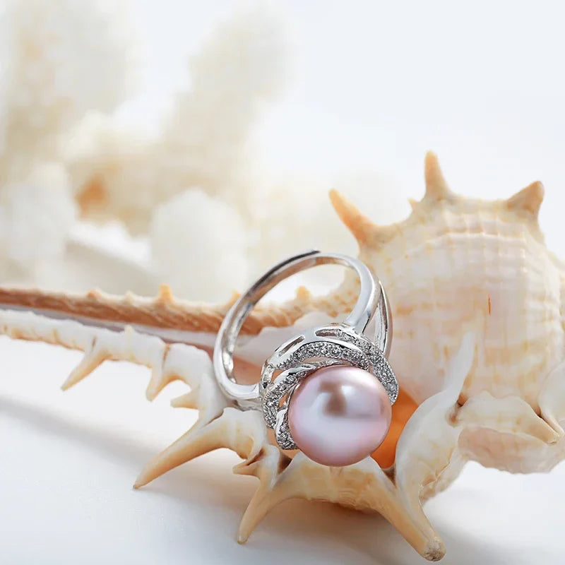 925 sterling silver jewelry big natural pearl rings for women stone ring adjustable-Dollar Bargains Online Shopping Australia