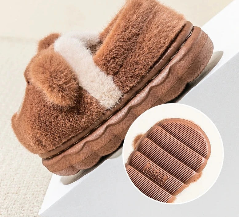 Winter Warm Kids Slippers Boys and Girls Indoor Non-slip Cotton Shoes Cartoon Fur Slides Children's Cotton Slippers