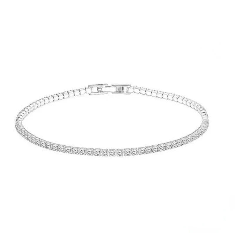 Silver Jewelry 18CM Tennis Bracelet 2mm Zirconia Anniversary Gift Real Sterling Silver Bangle Bracelets-Dollar Bargains Online Shopping Australia