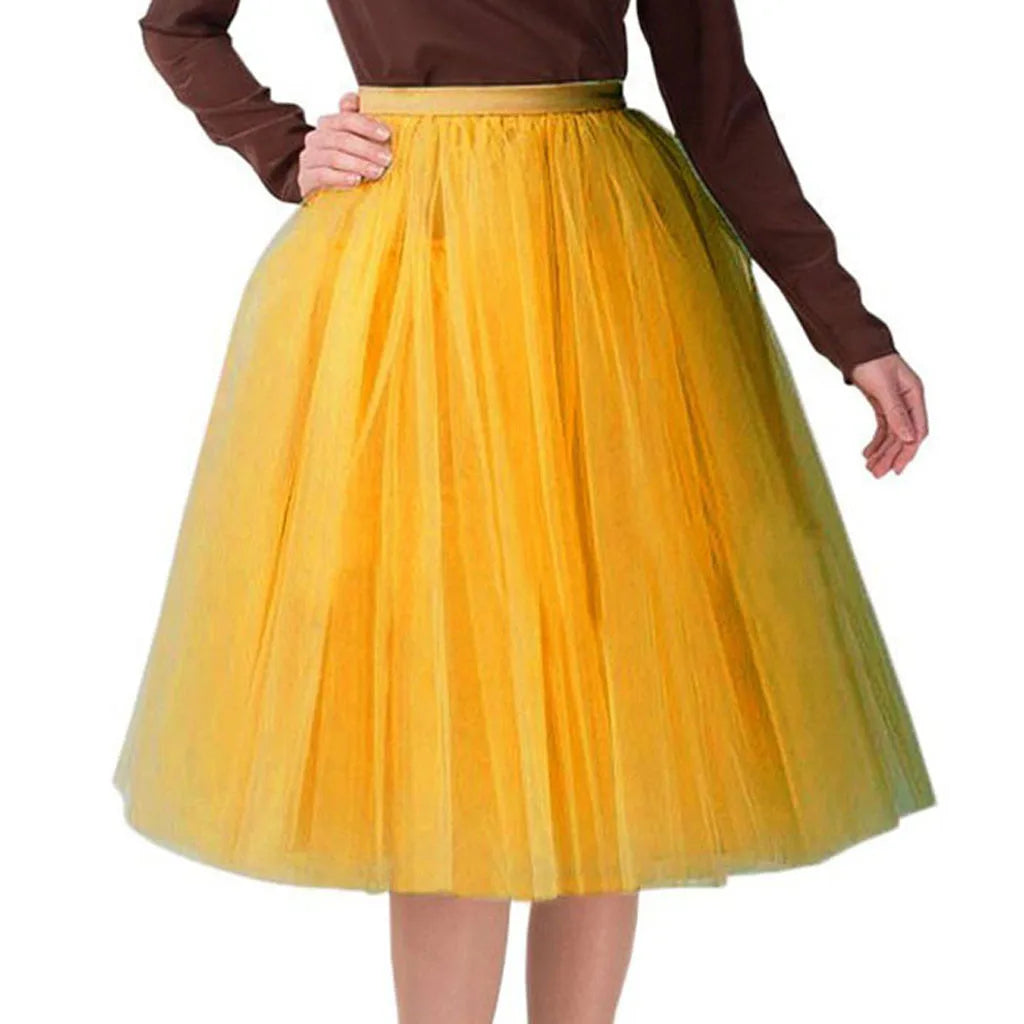 Women Tulle Tutu Skirt Midi Dress Pleated Dance Lolita Princess Petticoat Party Puffy Skirt-Dollar Bargains Online Shopping Australia