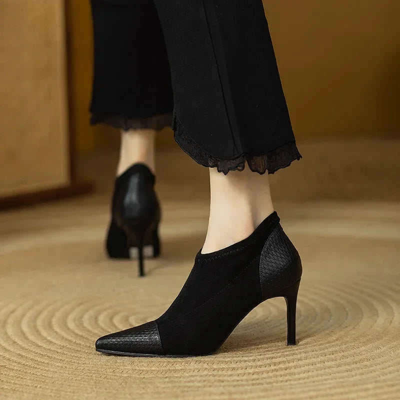 Spring Autumn Thin Heel Short Boots for Women Sexy Stiletto Heel Pointed Toe Female Ankle Boots 2024 Fashion Slip-On Socks Boots