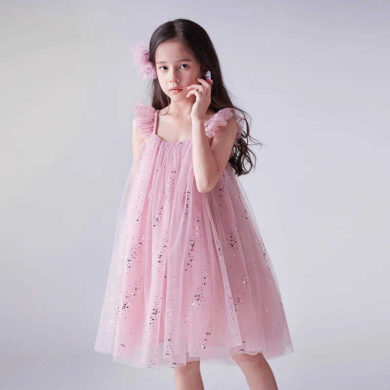 Suspends Sequin Dress Girl Summer Sleeveless Tulle Princess Dress Children Vacation Holiday Casual Dress-Dollar Bargains Online Shopping Australia