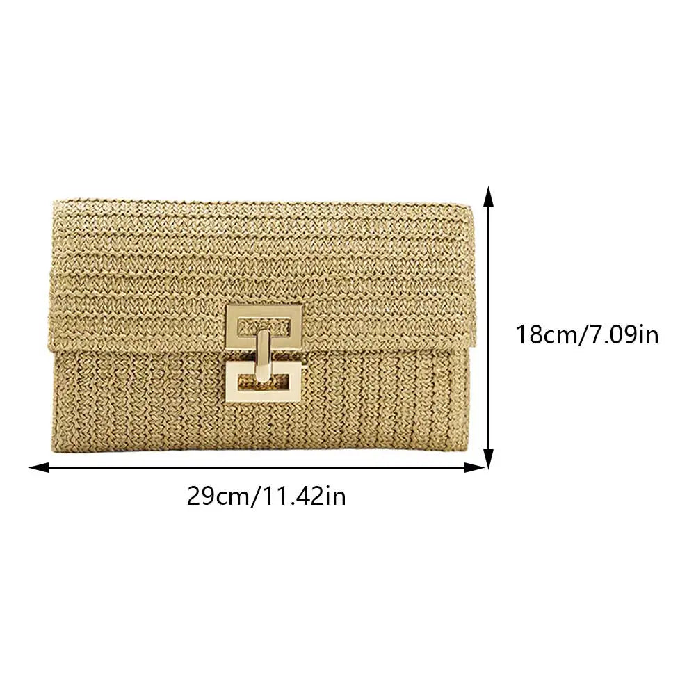 Women Crochet Beach Handbag Versatile Weaving Clutch Bag Simple Clutch Purse Ladies Summer Daily Bag