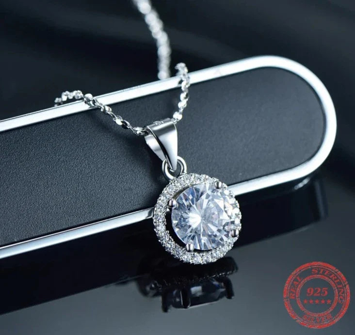 Silver Luxury Chain Brand Necklace with 2.0Ct Zircon Necklaces Gift Jewelry-Dollar Bargains Online Shopping Australia