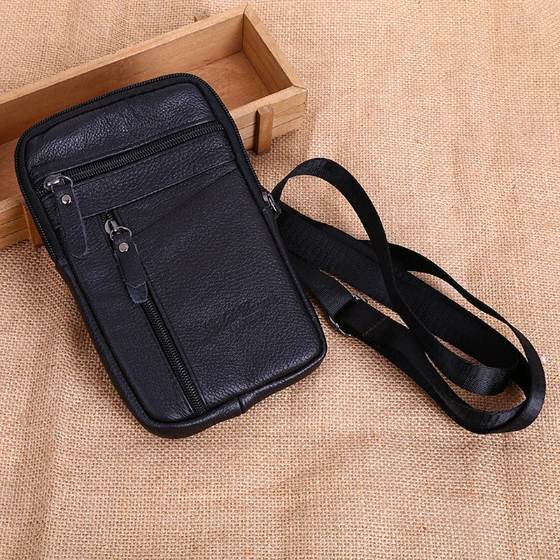 Men'S Shoulder Bag Multi-Function Leather Messenger Bag Casual Crossbody Bags High Quality Male Purse Phone Men'S Chest Pack