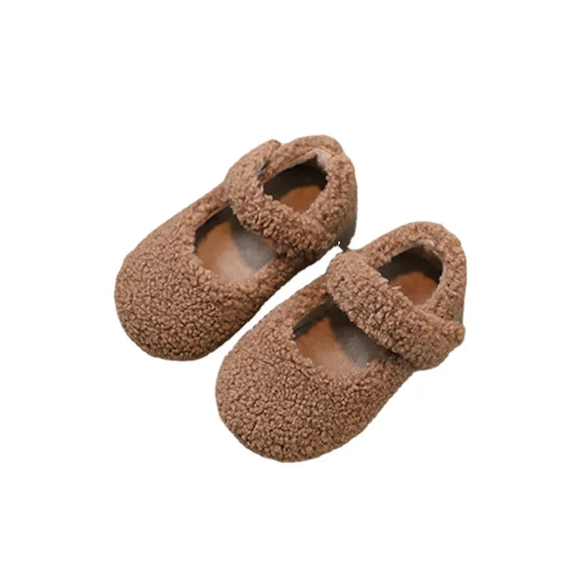 Children Flat Shoes Fur Cover Toe Light Warm Kids Casual Shoe Plush Warm Non-slip Leisure Comfy Boys Girls Shoe-Dollar Bargains Online Shopping Australia