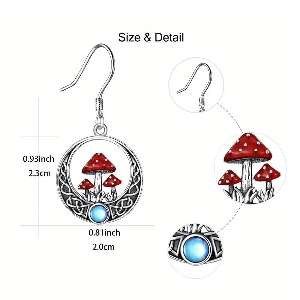 Red Mushrooms Round Dangle Earrings Birthday Gift Anniversary-Dollar Bargains Online Shopping Australia