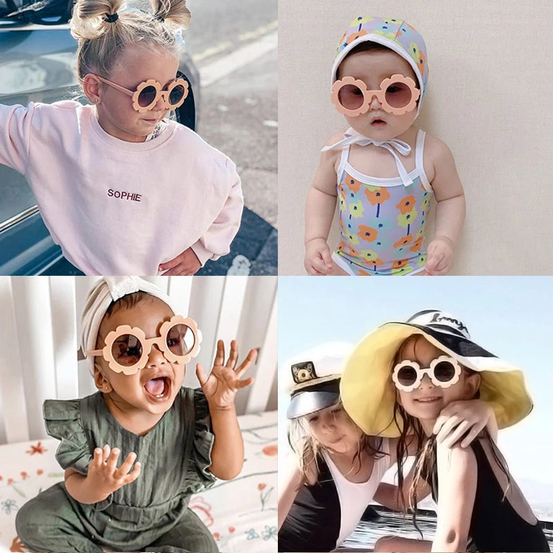 Children Cute  Acrylic Flower Outdoor Sun Protection Sunglasses Baby Girls Classic Sunglasses Kids Boy UV400 Sunglasses