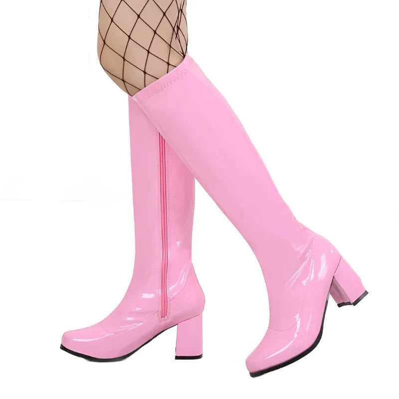 Costumes Knee-High Boots 60s 70s Go Go Boot Retro Ladies Women's Fancy Dress Gogo Party Dance Gothic Shoes Large-Dollar Bargains Online Shopping Australia