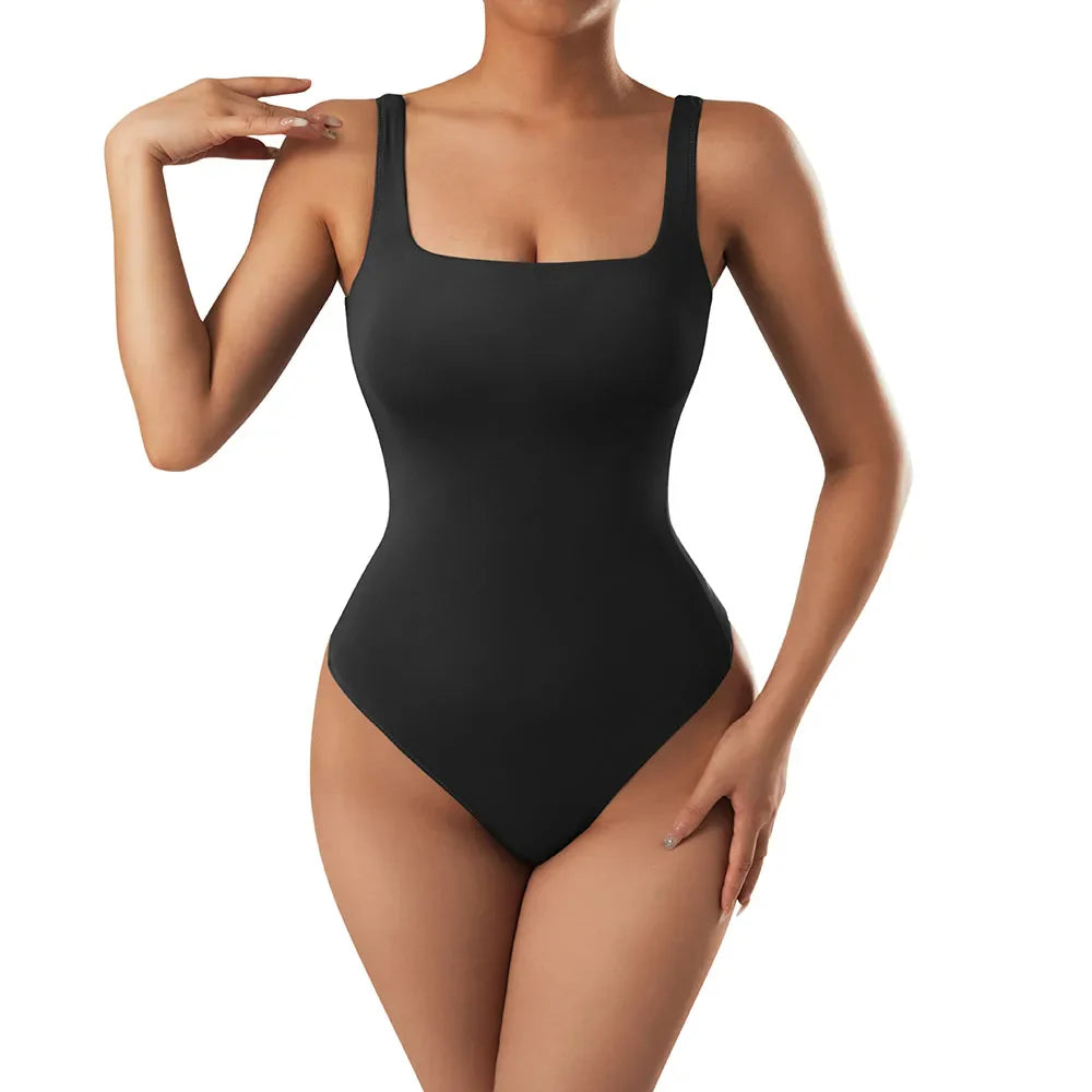 Bodysuits Women Sexy Body Suit One-Piece Romper Solid Sexy Sleeveless Square Neck Padded Tank Tops Jumpsuit Streewear Ladies-Dollar Bargains Online Shopping Australia