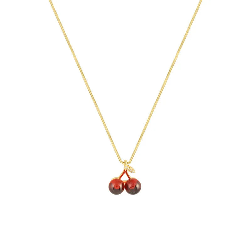 Cherry Gold Colour Pendant Necklace For Women Personality Fashion Necklace Wedding Jewelry Birthday Gifts