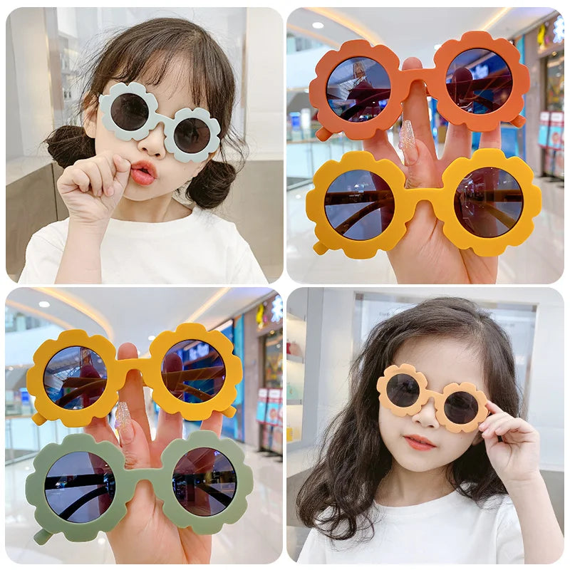 Children Cute  Acrylic Flower Outdoor Sun Protection Sunglasses Baby Girls Classic Sunglasses Kids Boy UV400 Sunglasses