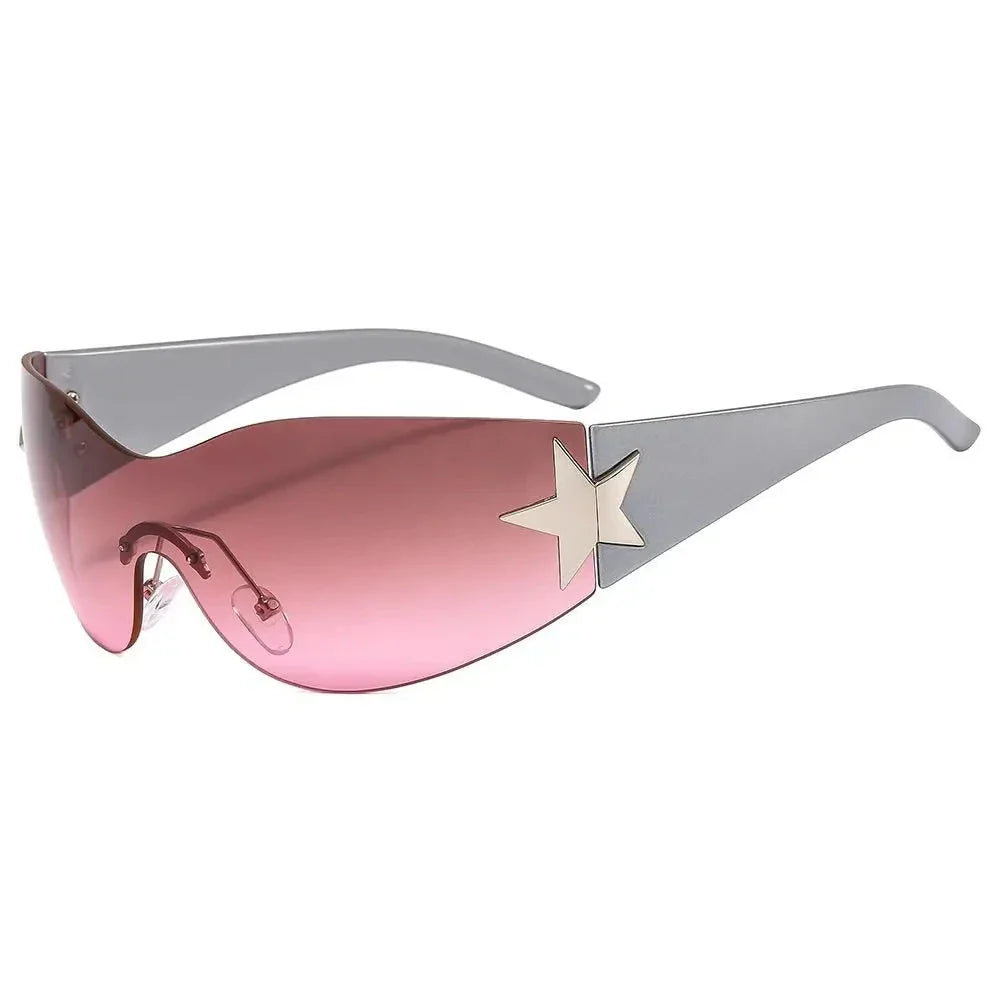 Punk Y2K Sunglasses Women Men Wrap Around Sun Glasses Shades Star Decoration Eyewear-Dollar Bargains Online Shopping Australia