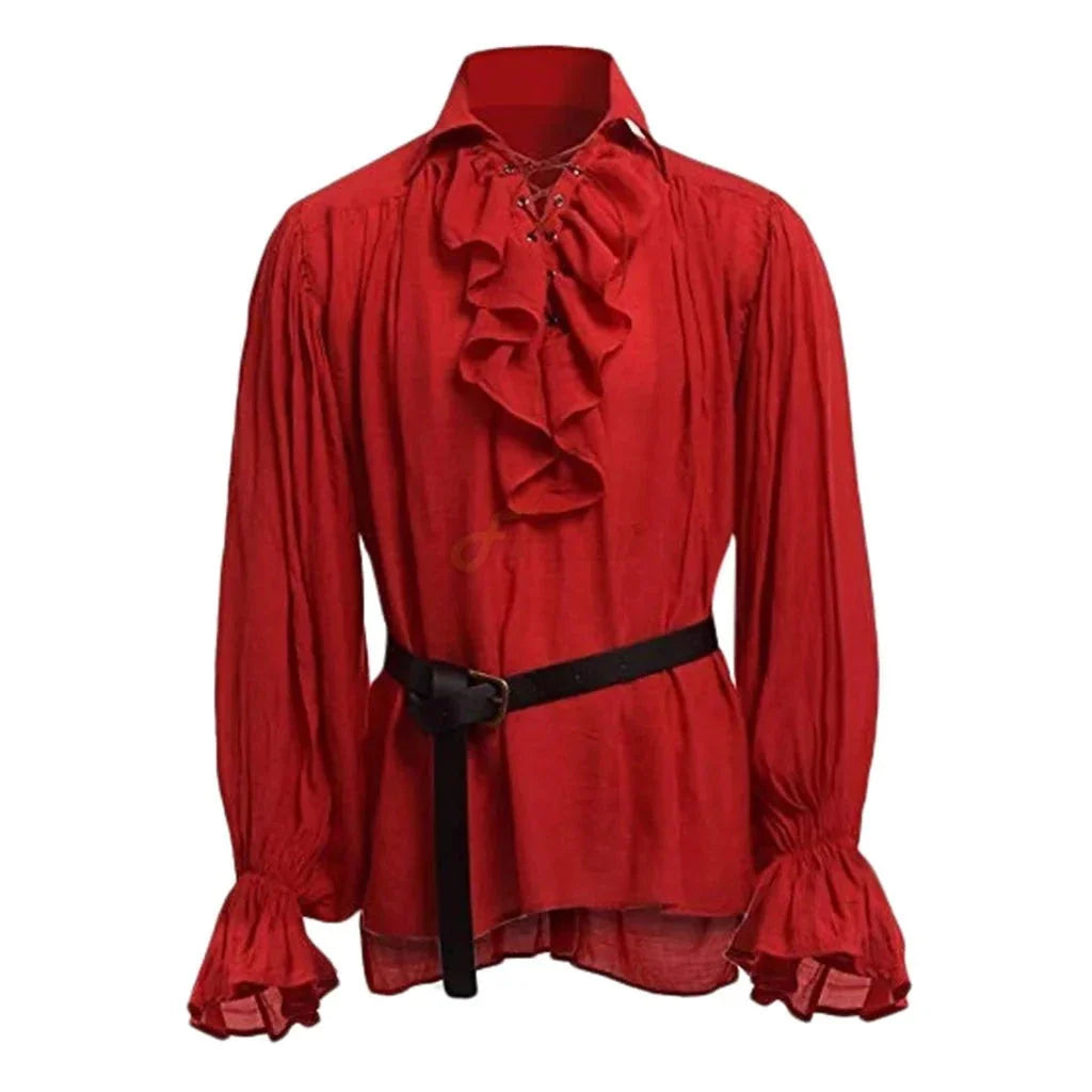 Medieval Adults Halloween Costumes Autumn Casual Shirts Steampunk Cosplay Bandage Long Sleeve Ruffled Shirt Gothic Blouse Tops-Dollar Bargains Online Shopping Australia