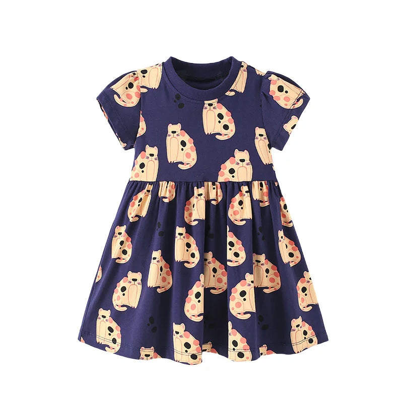 Hearts Print Girls Dresses Summer Sleeveless Princess Baby Party Dress Clothing Kids Costume Cartoon Frocks-Dollar Bargains Online Shopping Australia