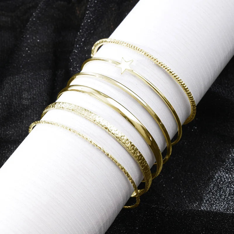 Mental Punk Hard Bracelet for Women Bohemian Gold Color Cuff Bangle Indigenous Open Wide Statement Hand Party Jewelry-Dollar Bargains Online Shopping Australia