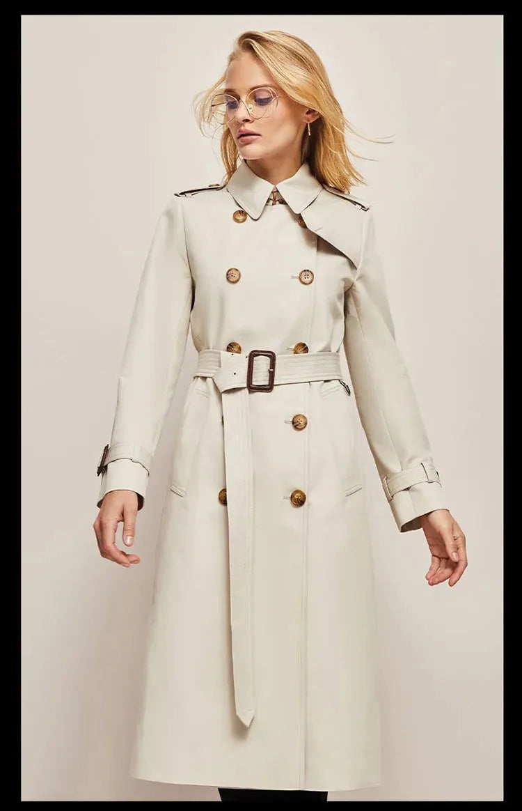 Women's Trench Coat Outerwears Double Breasted Pockets Overcoat Female-Dollar Bargains Online Shopping Australia