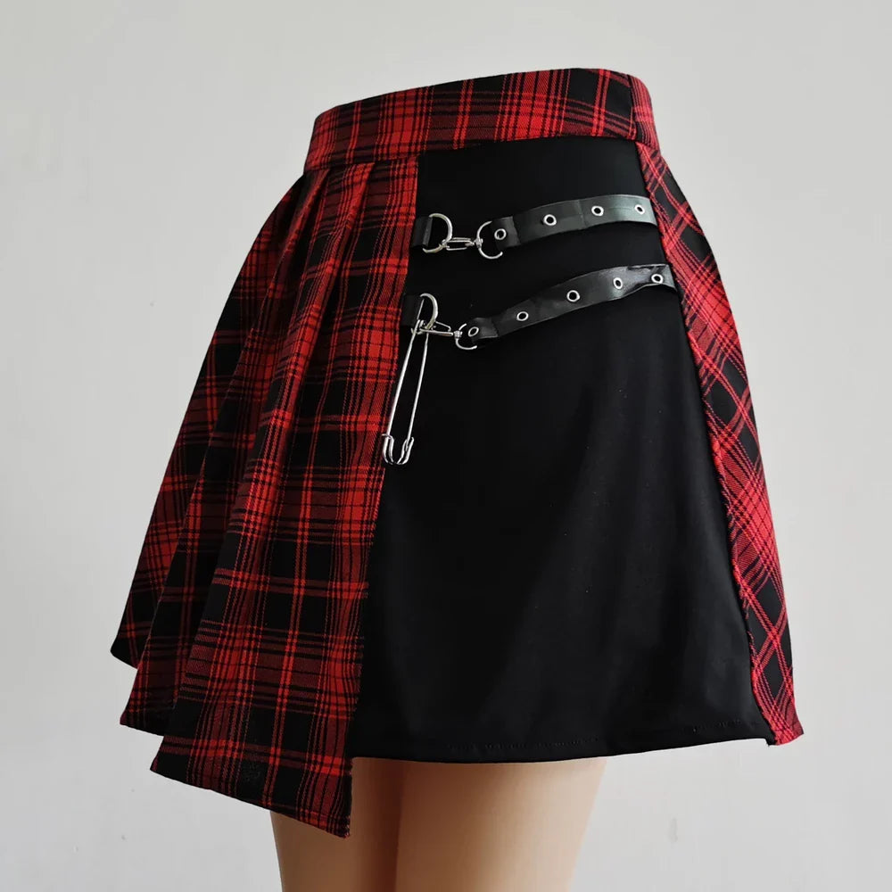 Womens Harajuku Punk Irregular Mini Pleated Skater Skirt Asymmetric Cutout High Waist Hip Hop Clubwear gothic harajuku skirt-Dollar Bargains Online Shopping Australia