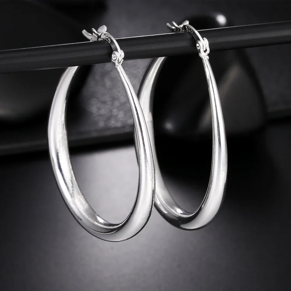 Sterling Silver 41MM Smooth Circle Big Hoop Earrings For Women Fashion Party Wedding Accessories Jewelry Christmas Gifts-Dollar Bargains Online Shopping Australia