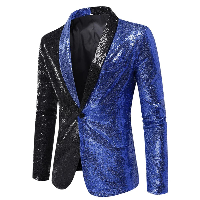 Shiny White Sequin Glitter Blazer for Men One Button Peak Collar Tuxedo Jacket Mens Wedding Groom Party Prom Stage-Dollar Bargains Online Shopping Australia