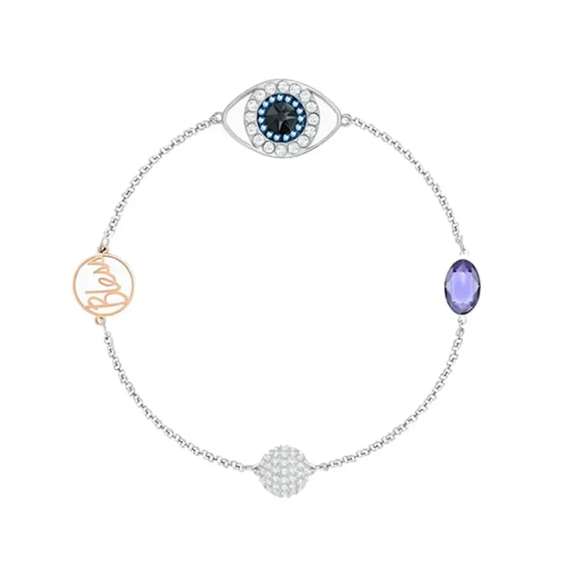 Original 2024 Evil Eye Necklace Bracelet Earrings Stainless Steel Jewelry Set Luxury Charming Women's Magic Eye Gift With Logo-Dollar Bargains Online Shopping Australia