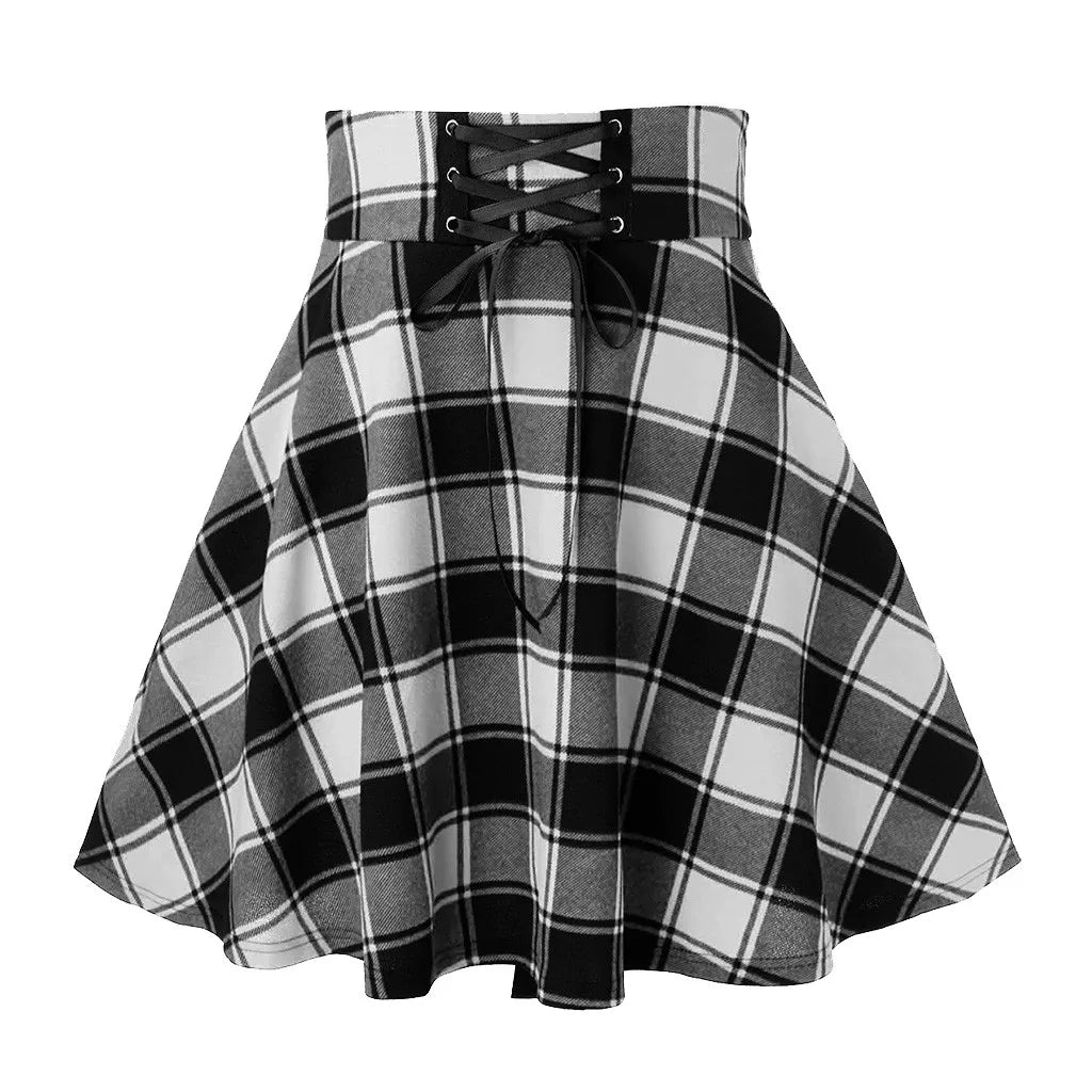 Black Checkered Women's Gothic Skirt Women Pleated Plaid Skirts Spring Autumn Girl Hip Hop Female Punk Goth Mini Skirt-Dollar Bargains Online Shopping Australia