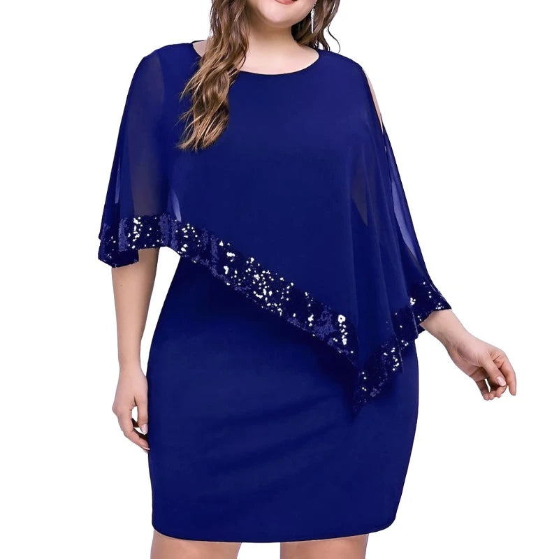 Irregular Design Bag Hip Dress Women Off-shoulder Sequin Fashion Oversized Chic