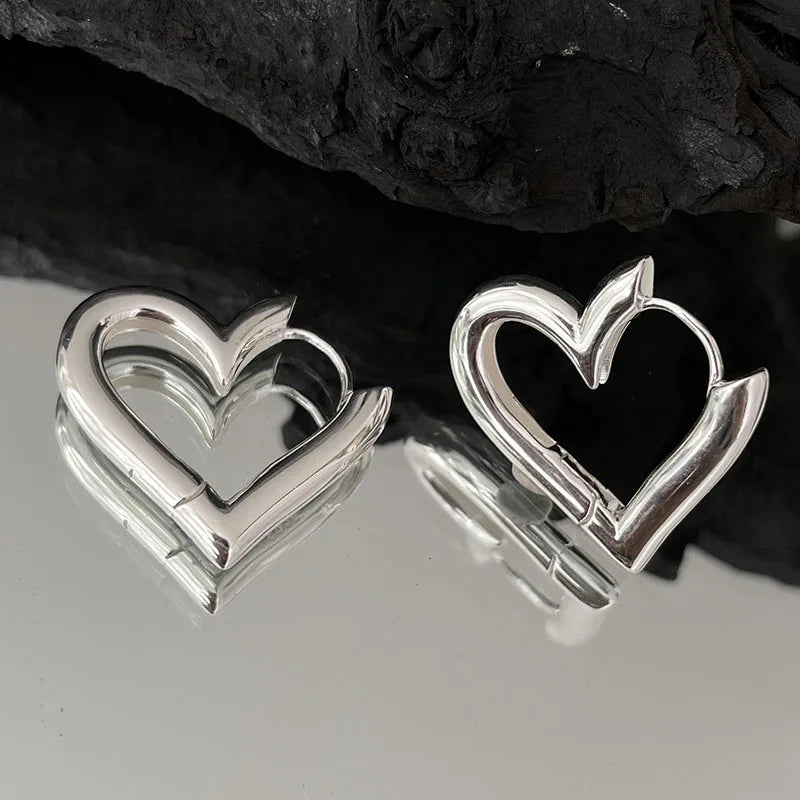 Silver Vintage Heart Earrings For Women Trendy Earring Jewelry