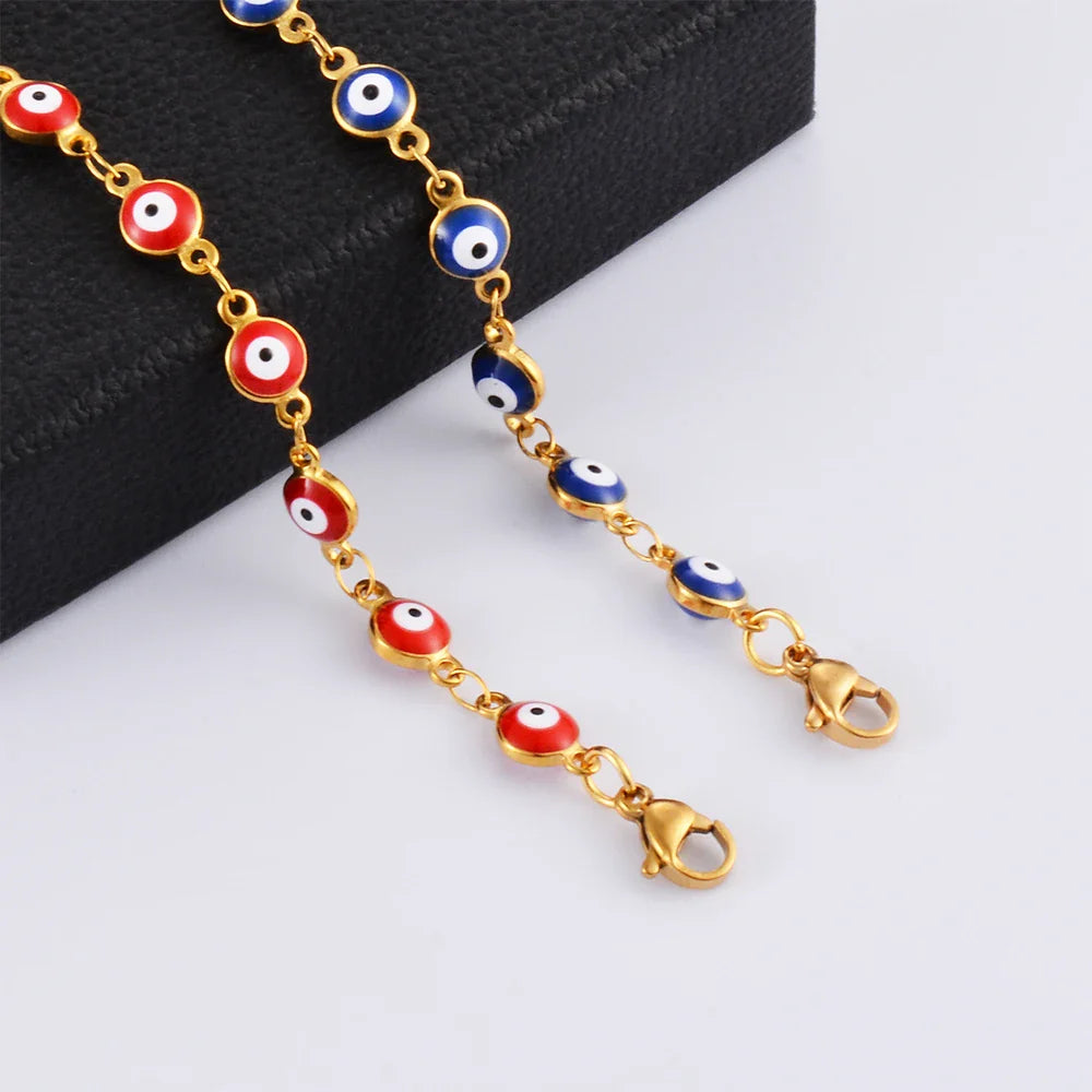 Bracelets Blue Red Evil Eye Enamel Bead Bracelet For Women Lucky Turkish eye Jewelry Gifts