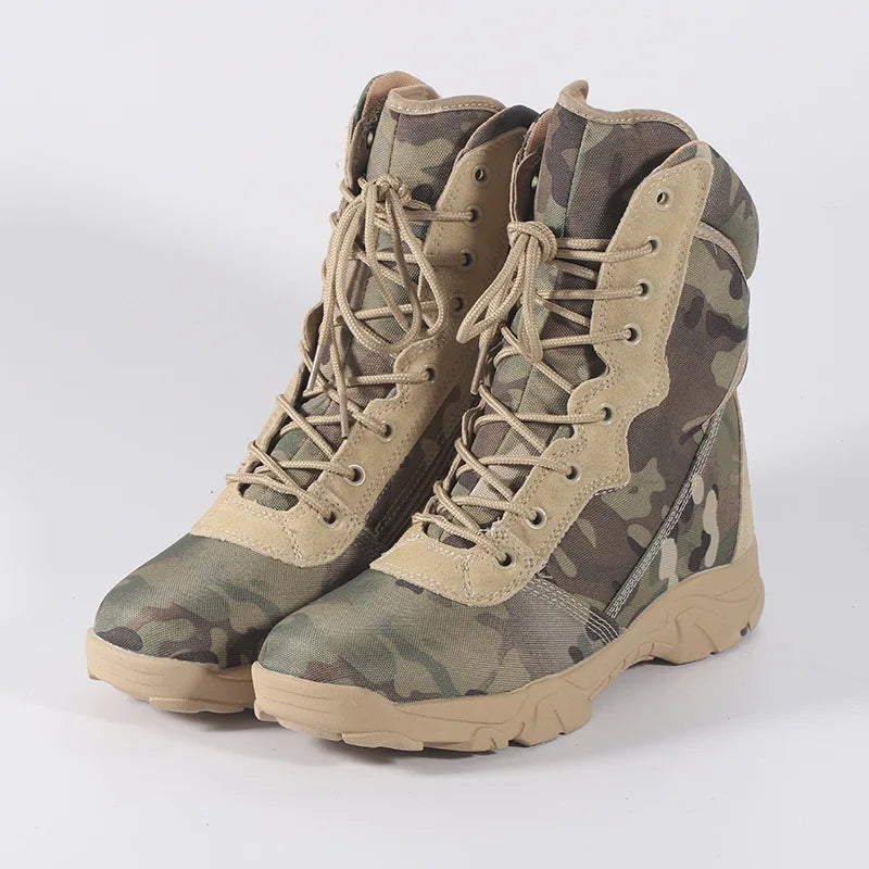 Outdoor Training Men Military Tactical Boots High-Top Desert Army Shoes Camouflage Combat Hunting Climbing Botas Hiking Shoes-Dollar Bargains Online Shopping Australia