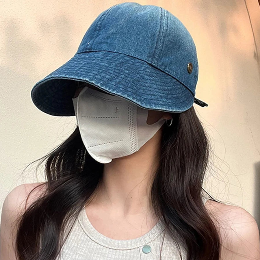 Summer Wide Brim Fisherman Hat Women Foldable Sunshade Visors Fisherman Cap Female Adjustable Outdoor Sports Bucket Panama Cap