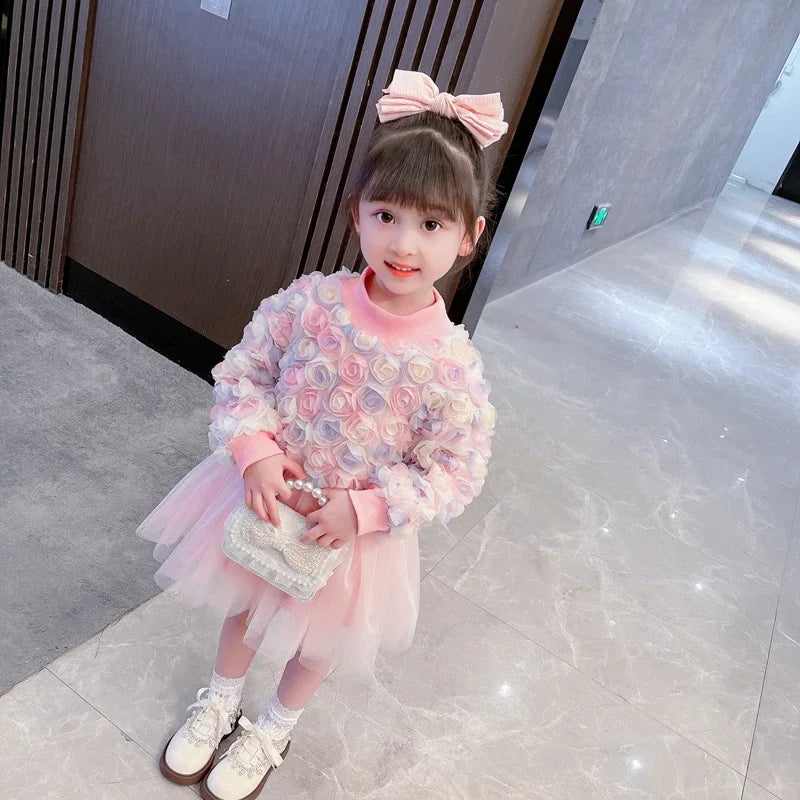 Baby Girls Dresses Birthday Party Floral Lace Princess Dress Children Casual Clothes Kids Clothing