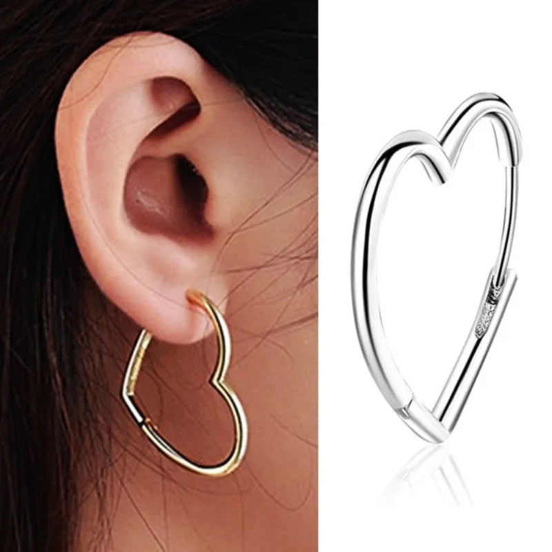 Hollow Big Heart Hoop Earrings for Women Simple Gold Silver Color LOVE Earring Piercing-Dollar Bargains Online Shopping Australia