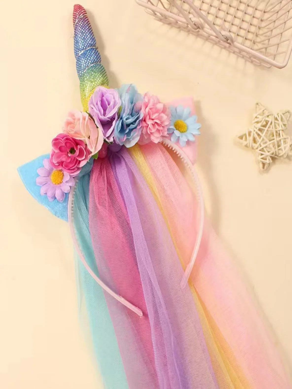 rainbow Unicorn headband Princess Gradient Flow Sue Lace female headband Flower headband veil headband-Dollar Bargains Online Shopping Australia