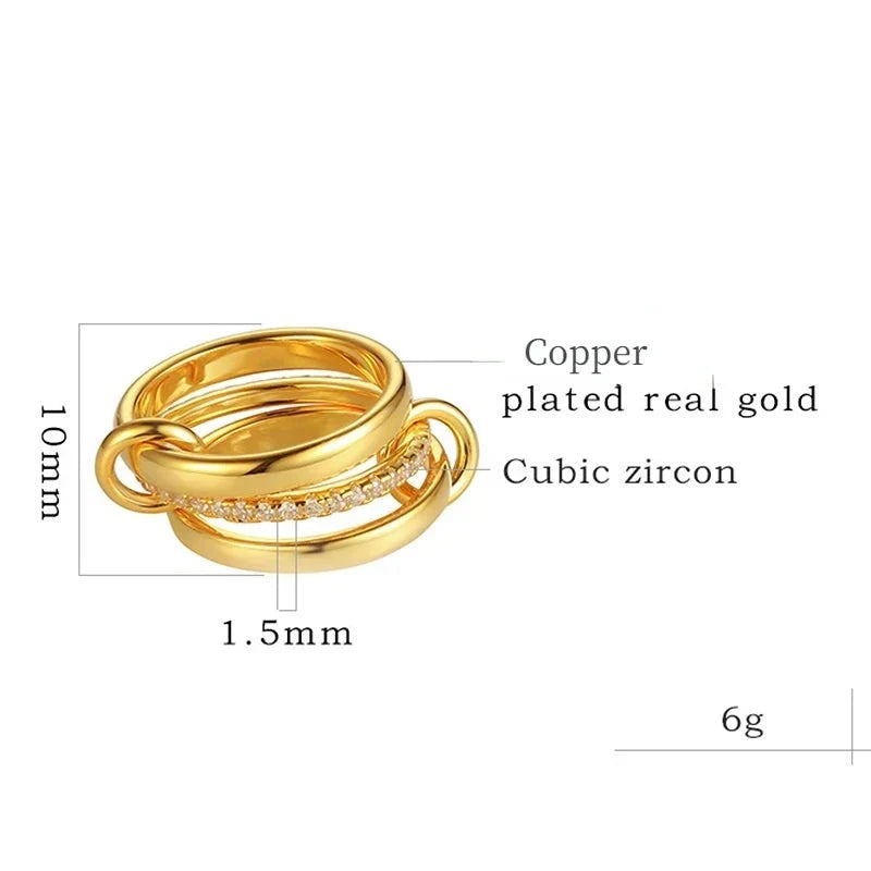 Kameraon Fashion Multilayer Stack Zircon Rings for Women High Quality Shiny Fashion Gold Plated Jewelry Rings Wedding Gifts-Dollar Bargains Online Shopping Australia