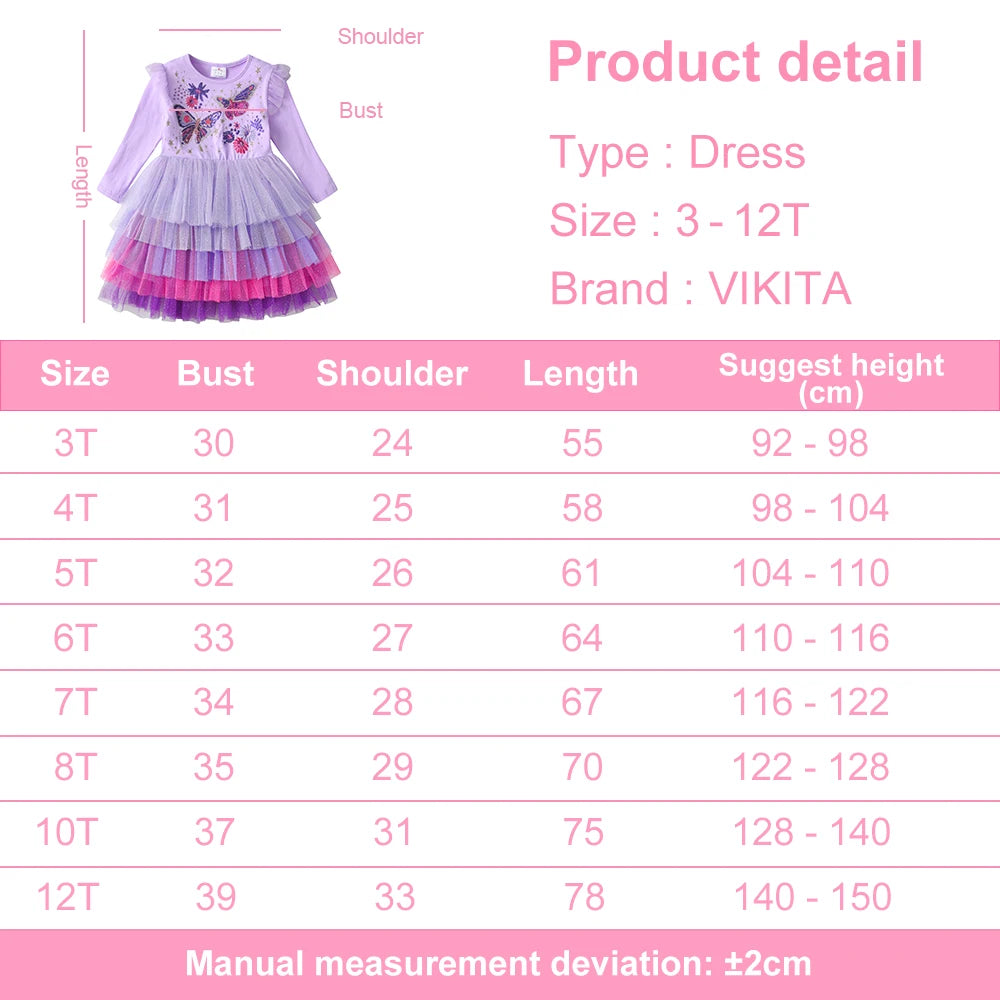 Girls Butterfly Sequins Flare Sleeve Dress Kids Birthday Party Ball Gown Elegant Princess Cake Layered Dress Kids Clothes