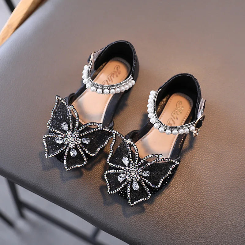 Summer Girls Sandals Fashion Sequins Rhinestone Bow Girls Princess Shoes Baby Girl Shoes Flat Heel Sandals